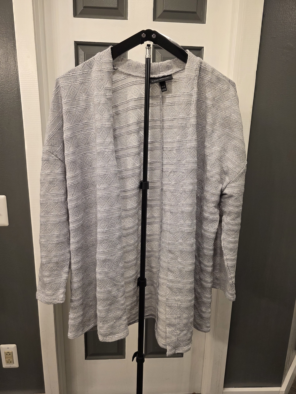 Lane Bryant Light Gray Open-Front Knit Cardigan